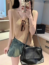 均码韩版冰丝针织吊带，女装针织衫/毛衣，昂家羊绒