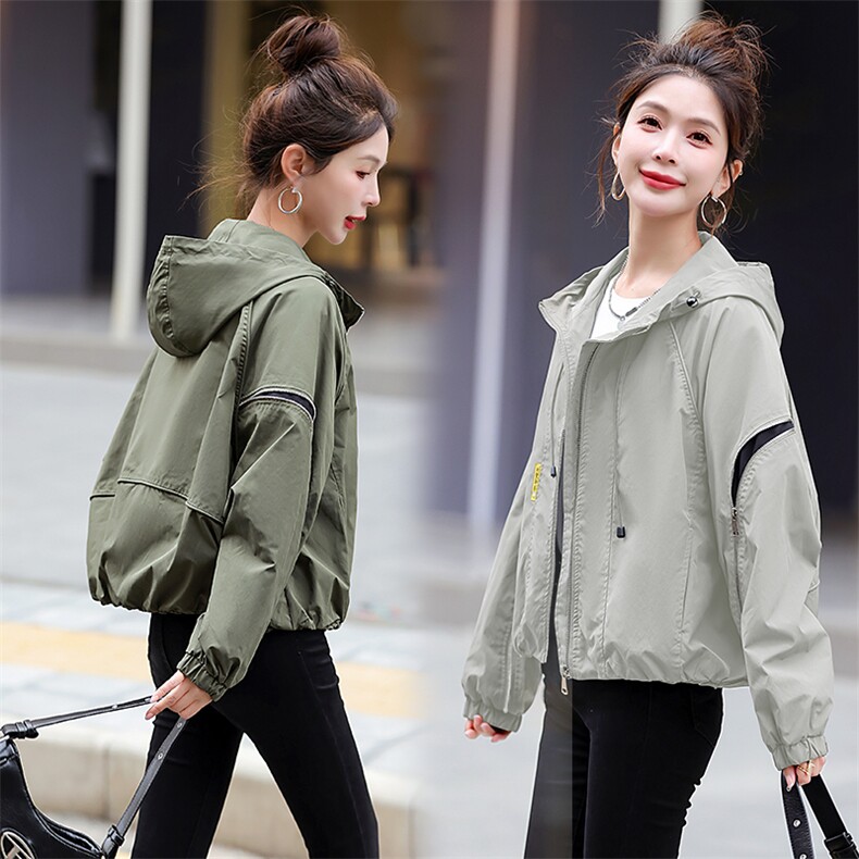 风衣外套女短款2025春秋新款休闲大码胖mm上衣妈妈洋气初秋短外套，女装短外套，梦芯尔