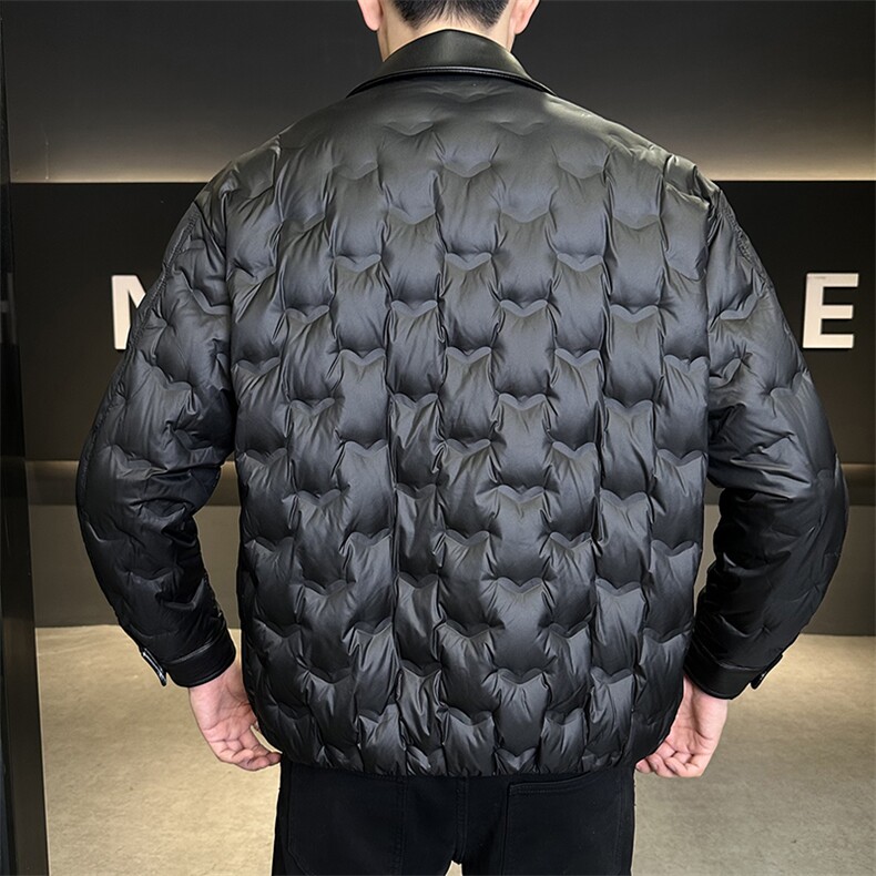 新标90白鸭绒男装羽绒服拼皮高级感外套C317-26762-P285,男装羽绒服,电商C317