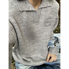 复古运动学院风毛衣男女春秋季宽松慵懒翻领针织衫外套M892，男装针织衫/毛衣，星座1116A（原606A-3）