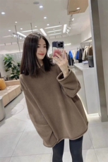 秋冬季新款舒适时尚百搭圆领中长款羊毛衫，女装羊毛衫，莺澜羊绒