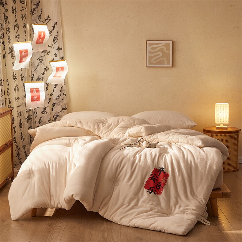 新款风平安喜乐棉花被子被芯新疆棉花被，被套/被芯，一起卖家纺