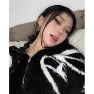 高街设计感蝴蝶开衫毛衣男加厚连帽针织衫男装外套 M7364图片