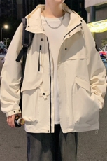 春秋户外冲锋衣男女同款防风防水连帽工装外套登山服夹克2481-P75，男装夹克，星座1403B