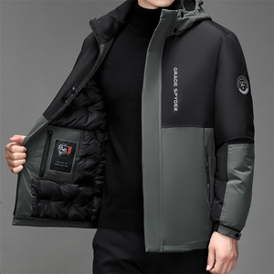 夹克男2023年春季新款男士休闲商务连帽外套中年爸爸衣服上衣,露肚脐衣服搭配黑色阔腿裤图片