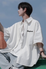 港风23春夏季时尚印花款百搭短袖衬衫S6209P35控48，男装T恤，电商A268A