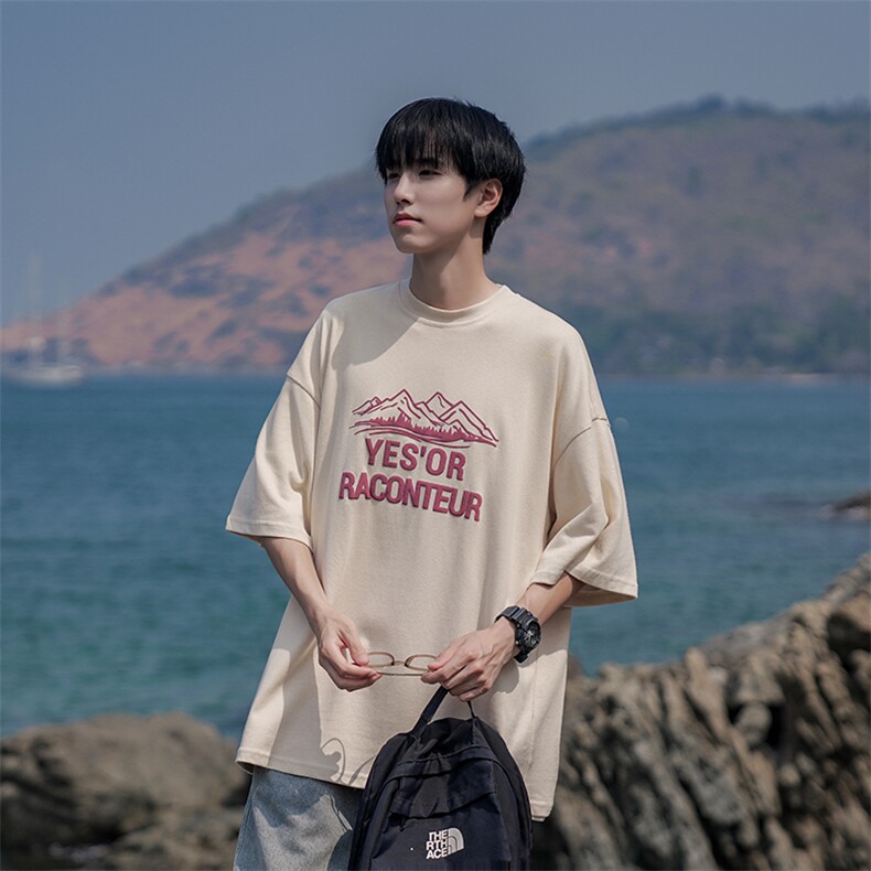男装T恤日系短袖T恤夏季宽松青少年半袖嘻哈B225-T9230-P40-X55,男装T恤,电商B225