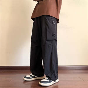KP802 P55港风工装休闲裤男宽松直筒束脚伞兵裤图片