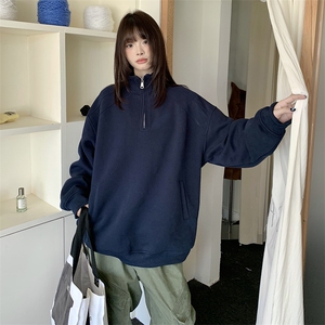 抖音得物品质二开 26春装美式高阶结构半拉链立领卫衣外套W91图片