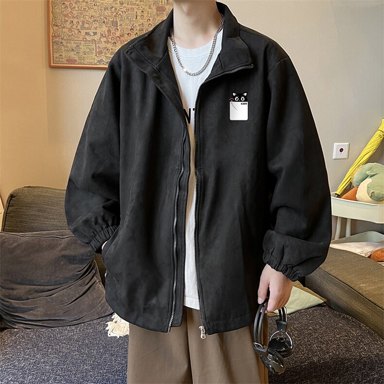 麂皮绒夹克男大码立领褂子外套JK85397-P68加绒款-P78,男装夹克,电商A040