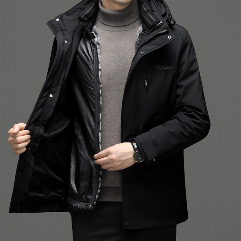 QX226钱塘2020-2中年男士冬季厚款简约百搭有帽新款羽绒服P205,男装羽绒服,钱塘207-2