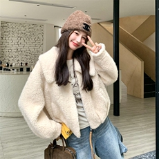 软糯羊羔毛翻领皮毛一体短外套2C239-115-P225-K338，女装皮草，2C239