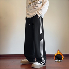 抖音品质冬季加绒潮流条纹宽松休闲卫裤B315-K24269JR-特p45控88，男装休闲裤，电商B315