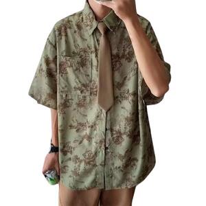 夏季美式复古男女生短袖宽松休闲花衬衫潮流半袖衬衣CA108-P28图片