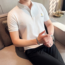2024夏季新款英伦风高品质修身刺绣POLO衫冰丝短袖T恤男D239-p48，男装T恤，电商D303