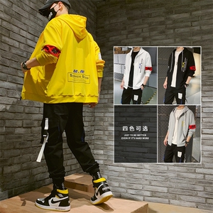 男卫衣新品帅气嘻哈休闲运动套装两件套图片