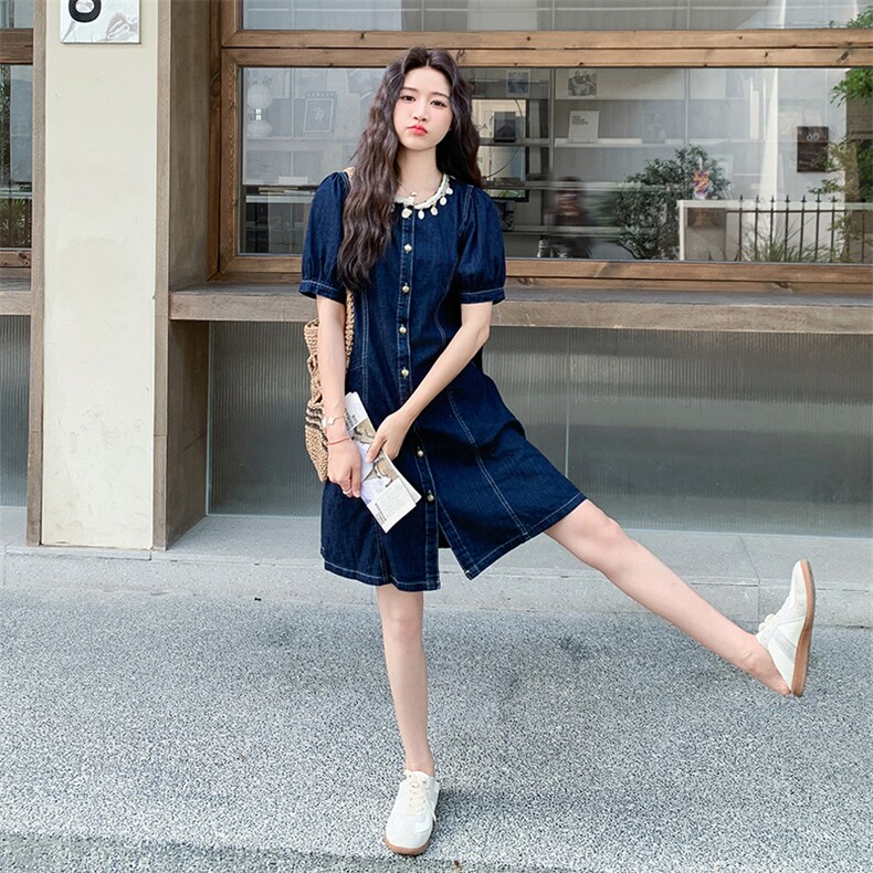 法式减龄亮片牛仔连衣裙女夏2025新款小个子超火休闲爆款绝美裙子,女装连衣裙,2D078