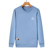 新款卫衣男潮流免烫男士长袖t恤春秋薄款刺绣圆领打底小衫，男装卫衣，电商B212（原钱塘6029）