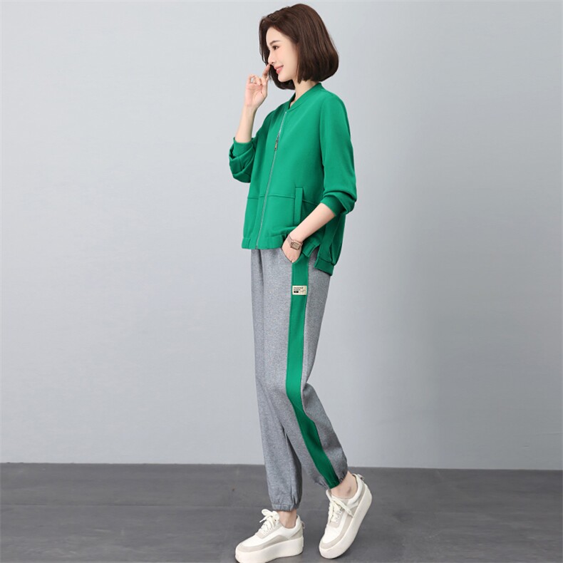 时尚休闲束脚套装秋季新款显瘦百搭运动服,女装套装/套裙,依恋蒂丝