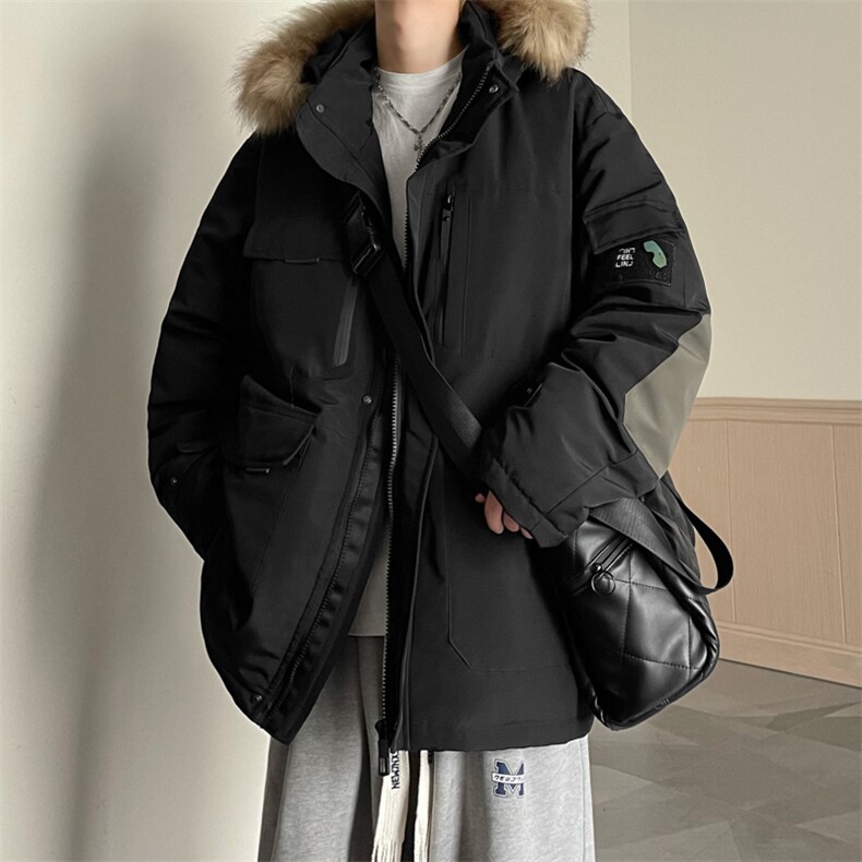 港风2026新品冬季宽松棉服派克服毛领冬装加厚外套D010-P145图片
