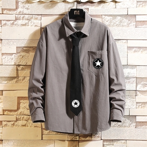 LC42008-P45 加绒款P55痞帅领带长袖衬衫男士大码dk制服男jk 砖墙图片