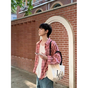格子衬衫男女宽松痞帅长袖格纹衬衣帅气薄款防晒外套 C1142图片