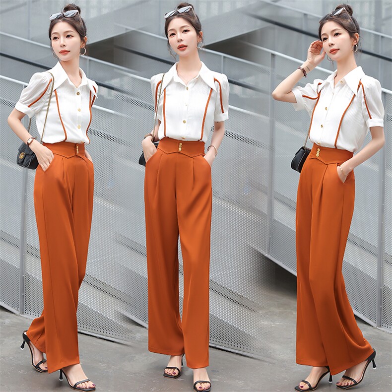 阔腿裤拼接套装2023年夏装新款百搭时尚大方个性气质显瘦两件套，女装套装/套裙，米雪儿