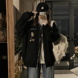 A413-P95 棒球服外套新款学院风小熊刺绣上衣港风情侣男女连帽图片
