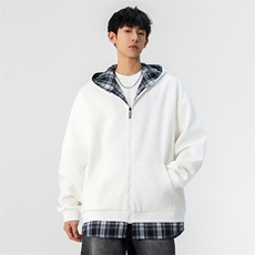 假两件连帽格子开衫卫衣男春季新款宽松休闲外套A406JK6017P70，男装夹克，星座309（原A406）