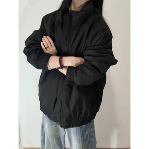 现货美式高街休闲夹克冬季三防立领纯色户外工装加厚棉服外套图片