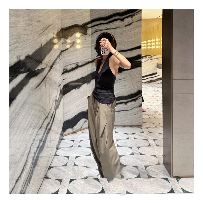 网图高品质加厚休闲西裤男女港风宽松垂感休闲裤K10221-P39，男装西裤，电商A099