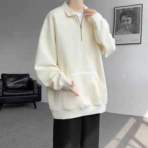 8XL-M半拉链卫衣男日系复古翻领休闲百搭外套大码上衣服WY003P50图片