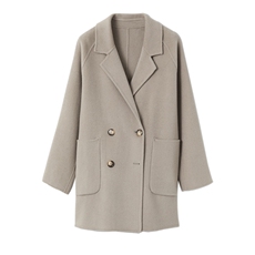 2025秋冬款反季双面羊绒大衣女短款小个子西装领羊毛呢外套，女装双面呢大衣，鹿展羊绒大衣