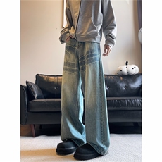 水洗闪电纹设计感阔美式高街复古牛仔裤男装潮牛仔裤NK1107-P55，男装牛仔裤，星座302B