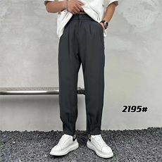 男简约宽松休闲裤垂感纯色枭光长丝面料长裤A329-K2195-P48，男装休闲裤，电商A329