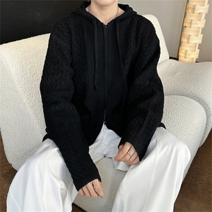 秋冬美拉德复古连帽针织开衫外套男日系慵懒线衣高级感男生毛衣潮