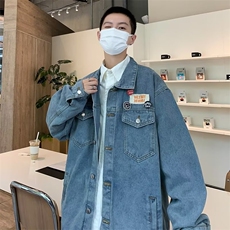 痞帅秋季牛仔外套男ins潮牌街头美式夹克宽松百搭复古休闲上衣服，男装夹克，星座716-2