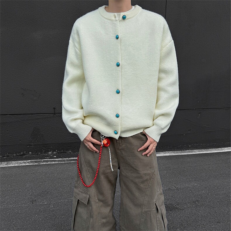 2025秋冬毛衣情侣针织开衫复古扣大码圆领休闲外套AM09-P65控88，男装针织衫/毛衣，星座405-3