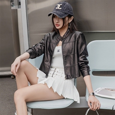 2025春秋季新款皮衣外套女短款立领时尚休闲小个子机车皮夹克上衣，女装皮衣，跑量工厂店