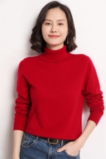 休闲简约百搭淑女通勤长袖高翻领套头羊毛衫，女装羊毛衫，艾米娇羊绒