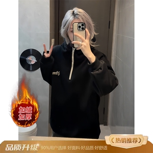1506-1/WX33571/P49新款卫衣港风宽松简约连帽卫衣开衫男女同款图片