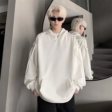 E12-P38纯色美式重磅连帽卫衣男女黑色春秋新款潮牌宽松休闲外套，女装短外套，电商B323A