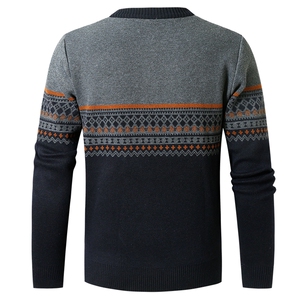 冬季毛衣男中年圆领半拉链毛衫男士宽松条纹针织衫爸爸装长袖衣服图片