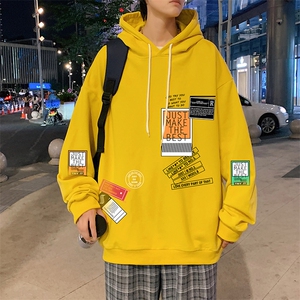 WY2121-P35 加绒款-P40 纯棉连帽卫衣男大码运动帽衫宽松薄外套男图片