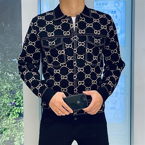 2022年新款提花夹克男翻领针织开衫外套潮 钱塘5051 6056 P185图片