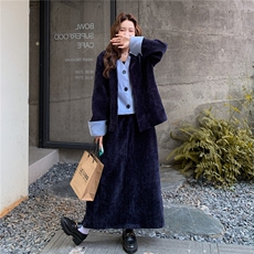 高级感轻熟风西装套装女2025秋季新款气质假两件西服半身裙两件套，女装套装/套裙，2C053