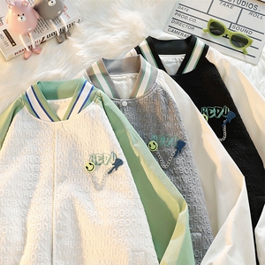 2023秋装新款男女同款棒球服韩版胸针刺绣简约夹克外套 8013-P95图片