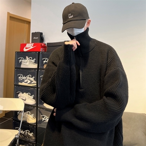 抖音直播！半高领拉链套头针织毛衣男外套男 XH13-p55图片