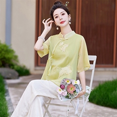 芷墨夏季新款复古清冷设计感新中式套装显高显瘦显白通勤百搭套装，商品下架区，芷墨服饰