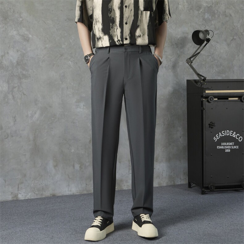 高街百搭直筒宽松阔腿休闲裤男生垂坠感裤子长款西装裤S2，男装西裤，星座1116A-2（原606A-1）